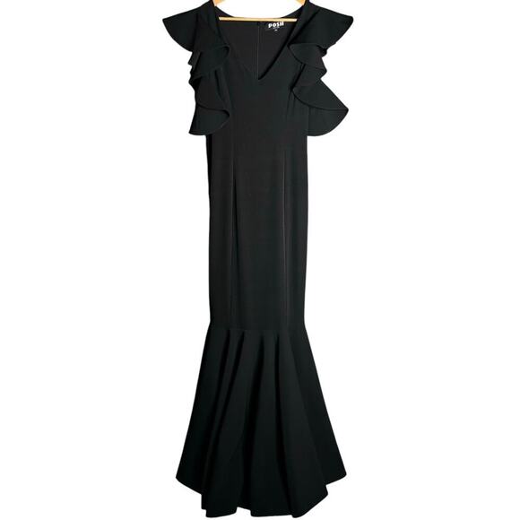 Posh Couture Ruffle Mermaid Gown Black Size M NWT - Picture 7 of 10